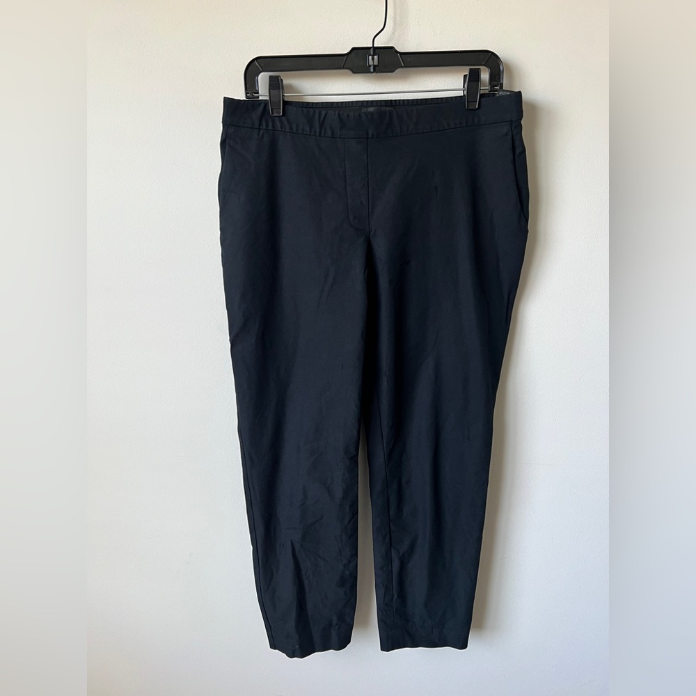 Theory Thanel Approach Pants Black Cropped Stretch Trousers Size 10
